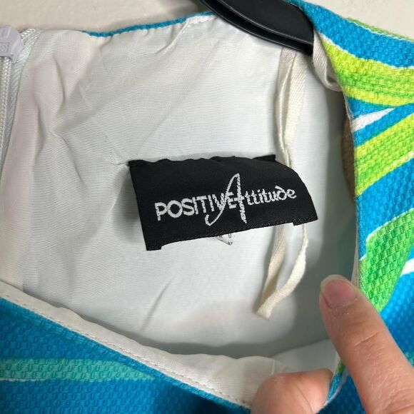 Vintage 90s 1990s Y2K 2000s Blue and green striped short sleeve dress - Picture 3 of 7